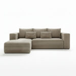 Narożnik z funkcją spania Stripes lewy L-kształtny z pojemnikiem na pościel beżowy sztruks