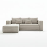 Narożnik z funkcją spania Stripes lewy L-kształtny z pojemnikiem na pościel kremowy sztruks