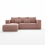 Narożnik z funkcją spania Stripes lewy L-kształtny z pojemnikiem na pościel pastelowy różowy sztruks