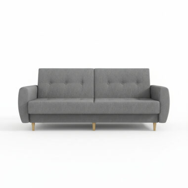 Wersalka z funkcją spania PRL z pojemnikiem na pościel szara plecionka