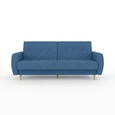 Wersalka z funkcją spania PRL z pojemnikiem na pościel granatowa plecionka