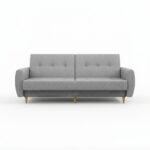 Wersalka z funkcją spania PRL z pojemnikiem na pościel jasnoszara plecionka