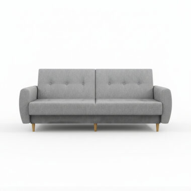 Wersalka z funkcją spania PRL z pojemnikiem na pościel jasnoszara plecionka