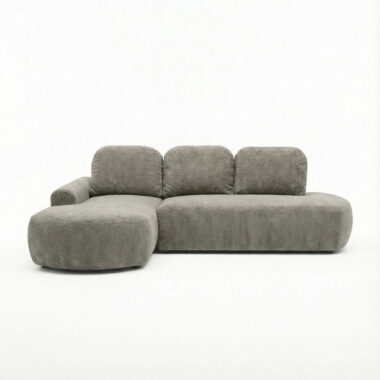 Narożnik z funkcją spania Cloud lewy L-kształtny z pojemnikiem na pościel szary plusz