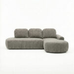 Narożnik z funkcją spania Cloud prawy L-kształtny z pojemnikiem na pościel szary plusz