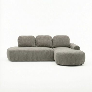 Narożnik z funkcją spania Cloud prawy L-kształtny z pojemnikiem na pościel szary plusz