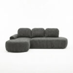 Narożnik z funkcją spania Cloud lewy L-kształtny z pojemnikiem na pościel ciemnoszary plusz