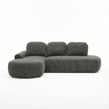 Narożnik z funkcją spania Cloud lewy L-kształtny z pojemnikiem na pościel ciemnoszary plusz