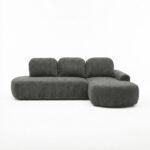 Narożnik z funkcją spania Cloud prawy L-kształtny z pojemnikiem na pościel ciemnoszary plusz