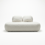 Sofa z funkcją spania Cloud z pojemnikiem na pościel jasnokremowy plusz