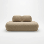 Sofa z funkcją spania Cloud z pojemnikiem na pościel beżowy plusz