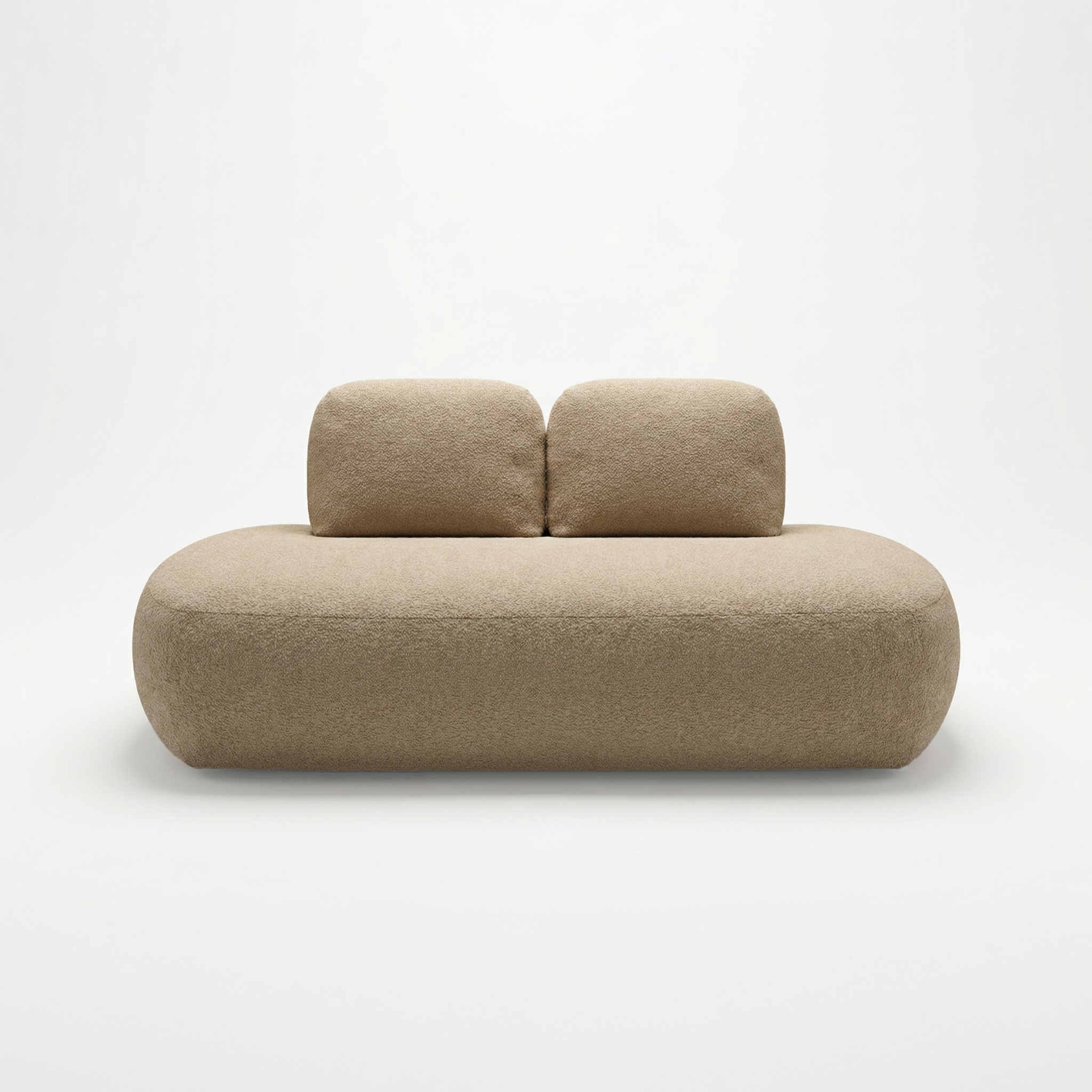 Sofa z funkcją spania Cloud z pojemnikiem na pościel beżowy plusz