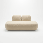 Sofa z funkcją spania Cloud z pojemnikiem na pościel kremowy plusz