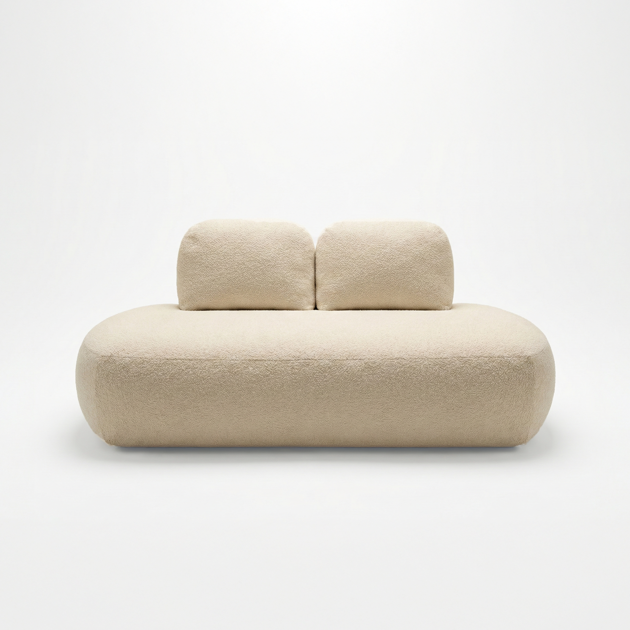 Sofa z funkcją spania Cloud z pojemnikiem na pościel kremowy plusz