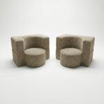 Zestaw foteli piankowych Arc beżowy sztruks