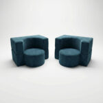 Zestaw foteli piankowych Arc niebieski sztruks