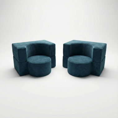 Zestaw foteli piankowych Arc niebieski sztruks