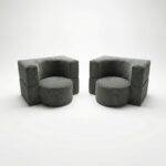 Zestaw foteli piankowych Arc szary sztruks