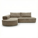 Narożnik piankowy Linea uniwersalny z funkcją spania beżowy sztruks