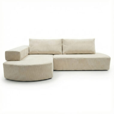 Narożnik piankowy Linea uniwersalny z funkcją spania kremowy sztruks