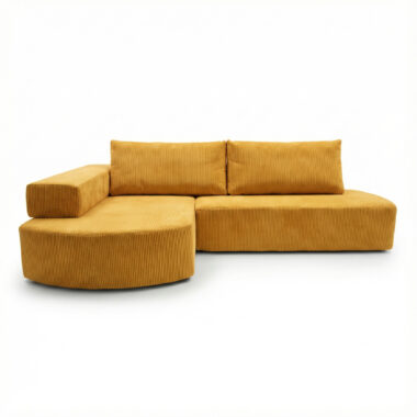 Narożnik piankowy Linea uniwersalny z funkcją spania musztardowy sztruks