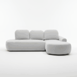 Narożnik z funkcją spania Cloud prawy L-kształtny z pojemnikiem na pościel jasnoszary plusz