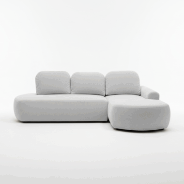 Narożnik z funkcją spania Cloud prawy L-kształtny z pojemnikiem na pościel jasnoszary plusz