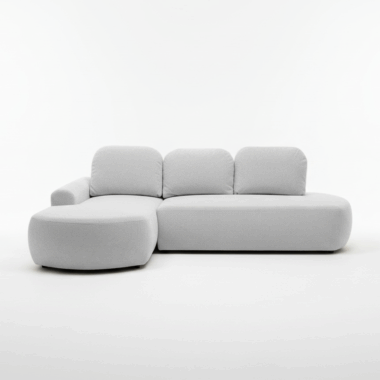 Narożnik z funkcją spania Cloud lewy L-kształtny z pojemnikiem na pościel jasnoszary plusz