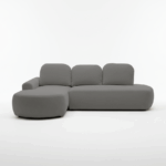 Narożnik z funkcją spania Ovo lewy L-kształtny z pojemnikiem na pościel szary plusz