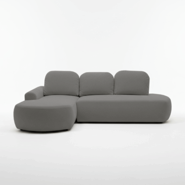 Narożnik z funkcją spania Ovo lewy L-kształtny z pojemnikiem na pościel szary plusz