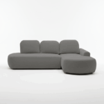 Narożnik z funkcją spania Cloud prawy L-kształtny z pojemnikiem na pościel szary plusz