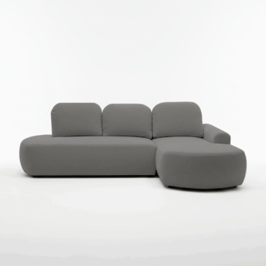 Narożnik z funkcją spania Cloud prawy L-kształtny z pojemnikiem na pościel szary plusz