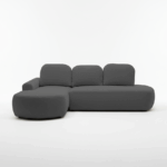 Narożnik z funkcją spania Ovo lewy L-kształtny z pojemnikiem na pościel ciemnoszary plusz