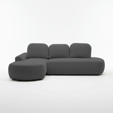 Narożnik z funkcją spania Ovo lewy L-kształtny z pojemnikiem na pościel ciemnoszary plusz