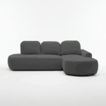 Narożnik z funkcją spania Cloud prawy L-kształtny z pojemnikiem na pościel ciemnoszary plusz