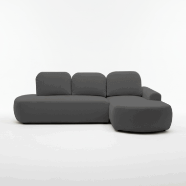 Narożnik z funkcją spania Cloud prawy L-kształtny z pojemnikiem na pościel ciemnoszary plusz