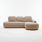 Narożnik z funkcją spania Cloud prawy L-kształtny z pojemnikiem na pościel beżowy plusz