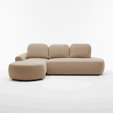 Narożnik z funkcją spania Cloud lewy L-kształtny z pojemnikiem na pościel beżowy plusz