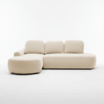 Narożnik z funkcją spania Cloud lewy L-kształtny z pojemnikiem na pościel kremowy plusz