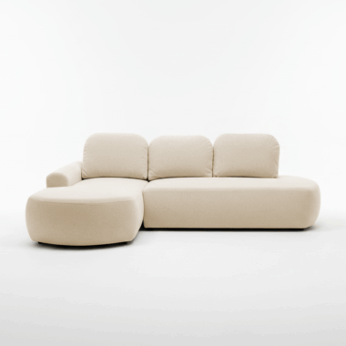 Narożnik z funkcją spania Cloud lewy L-kształtny z pojemnikiem na pościel kremowy plusz