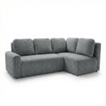 Narożnik z funkcją spania Nesso L prawy z pojemnikiem na pościel ciemnoszary sztruks