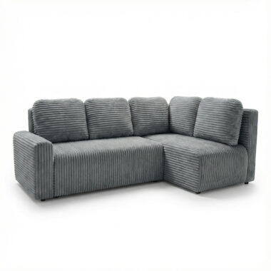 Narożnik z funkcją spania Nesso L prawy z pojemnikiem na pościel ciemnoszary sztruks