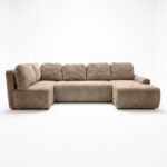 Narożnik z funkcją spania Nesso UL lewy z pojemnikiem na pościel beżowy sztruks