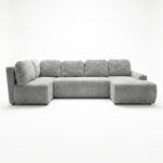 Narożnik z funkcją spania Nesso UL lewy z pojemnikiem na pościel jasnoszary sztruks