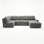 Narożnik z funkcją spania Nesso UL lewy z pojemnikiem na pościel ciemnoszary sztruks