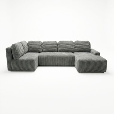 Narożnik z funkcją spania Nesso UL lewy z pojemnikiem na pościel ciemnoszary sztruks