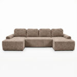 Narożnik z funkcją spania Nesso U-kształtny z pojemnikiem na pościel beżowy sztruks