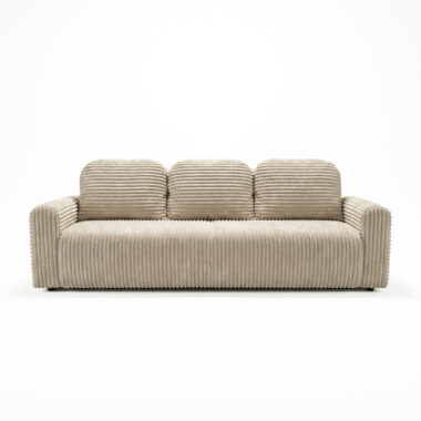 Kanapa z funkcją spania Nesso z pojemnikiem na pościel kremowy sztruks