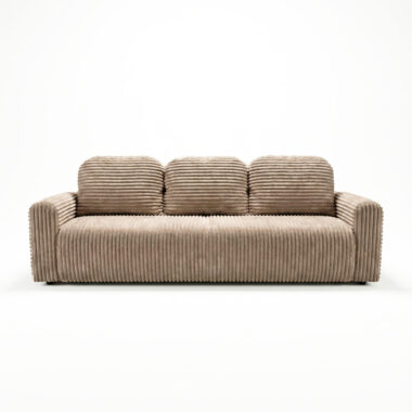 Kanapa z funkcją spania Nesso z pojemnikiem na pościel beżowy sztruks