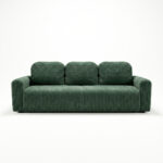 Kanapa z funkcją spania Nesso z pojemnikiem na pościel ciemnozielony sztruks